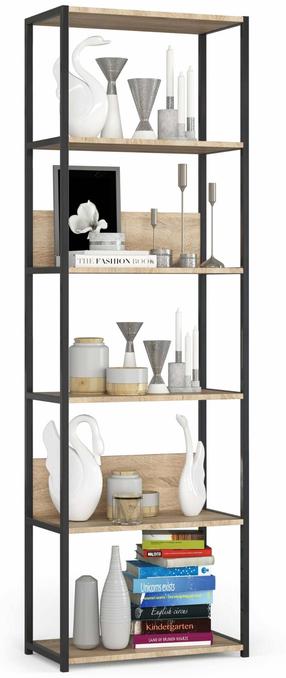 Grīdas plaukts Akord Furniture Factory, melns krās./sonoma ozola krās., 192 cm x 60 cm x 32 cm