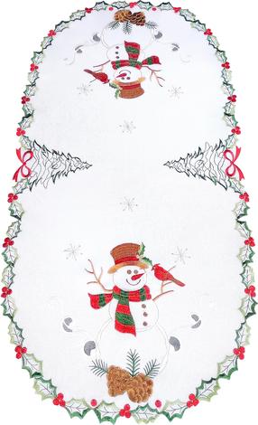 Ziemassvētku galda celiņš ovāla OS-303-A, balta krās./sarkana krās./zaļa krās., 40 x 160 cm