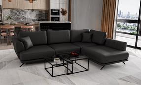 Kampinė sofa Larde Softis 11, juoda sp., dešininė, 191 x 276 cm x 90 cm