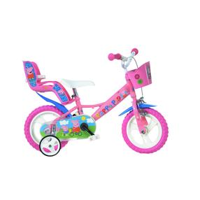 Vaikiškas dviratukas su papildomais ratukais, vaikų Dino Bikes Peppa Pig 124RL-PGS, mėlyna sp./rožinė sp., 12"