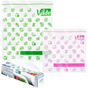 Užspaudžiami šaldymo maišeliai Vilde Ziplock Food Bags 229163, 20.5 cm x 21 cm, skaidri sp./žalia sp./rožinė sp., 40 vnt.