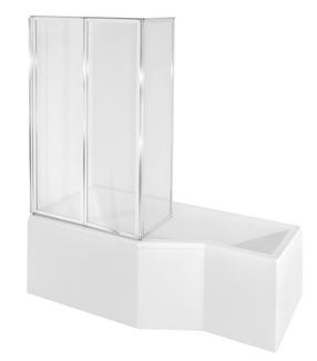 Vonia su sienele, laisvai pastatoma Besco Integra, 75 cm x 150 cm x 55.5 cm, kairinė, balta sp.
