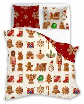 Kalėdinis patalynės užvalkalų komplektas PEM-57, kreminė, 160 x 200 cm
