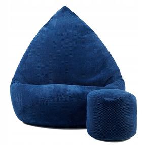 Sėdmaišis su pufu Sako Mega Dot Velour XL, mėlyna sp.
