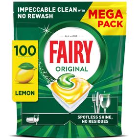Trauku mazgājamās mašīnas kapsulas Fairy All in One Lemon, 100 gab.
