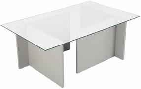 Kavos staliukas Nordure Vetrino, skaidri sp./pilka sp., 65 cm x 105 cm x 40 cm