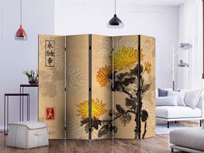 Širma Artgeist Chrysanthemums II Paravent1462J, įvairių spalvų, 225 cm x 172 cm