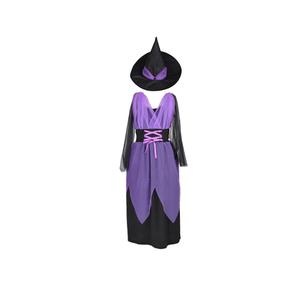 Karnevāla tērps bērniem, ragana Jokomisiada ZA5279, melna krās./violeta krās., L, 120 - 130 cm