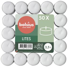 Küünal, teeküünal Bolsius, 3.5 h, 50 tk, valge v.