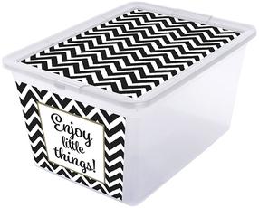 Daiktadėžė su dangčiu, žaislams Branq X Box Deco, 15 l, skaidri sp./juoda sp., 38.5 x 28.5 x 20 cm