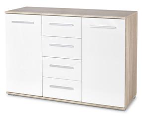 Комод Lima KM-4, дубовый цв./белый цв., 82 см x 116 см x 40 см