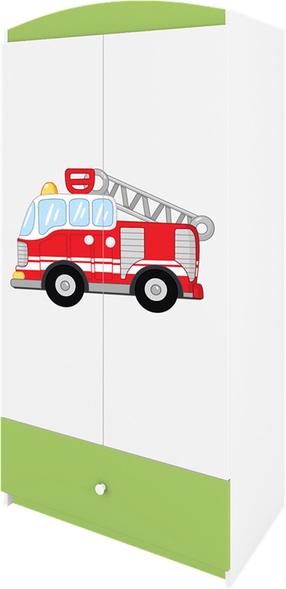 Vaikiška spinta Kocot Kids Babydreams Fire Brigade, balta sp./žalia sp., 90 cm x 52 cm x 175.5 cm