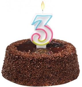 Свеча на день рождения Susy Card Birthday Candle 3, многоцветный