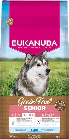 Сухой корм для собак Eukanuba Senior Large, рыба, 12 кг