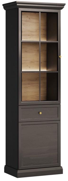 Vitrina Gala Meble Lucca W2D1S, juoda sp., 63.5 cm x 40.5 cm x 200 cm