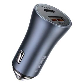 Auto telefona lādētājs Baseus, USB 3.0/USB 3.0 Type-C, pelēka krās., 40 W