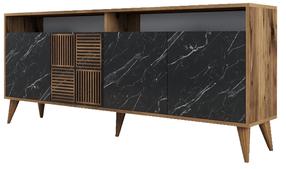 Komoda Kalune Design Milan 845HCT5320, juoda sp./riešuto sp., 78.6 cm x 180 cm x 35 cm