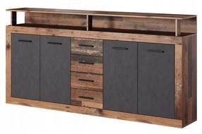 Kumode Luna XXL, brūna krās./melna krās., 95 cm x 32 cm x 190 cm