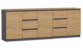 Kumode Costa, antracīta krās./ozola krās., 75 cm x 200 cm x 40 cm