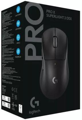 Bezvadu spēļu pele Logitech Pro X Superlight 2 Dex (910-007358), 2.4 ghz wireless, melna krās.