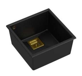 Кухонная мойка Quadron David 40, гранит, 42 см x 41 см x 22.5 см, золотой цв./черный цв.