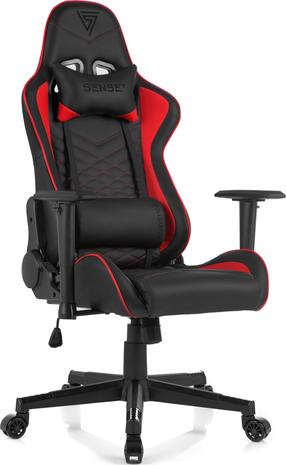 Игровой стул SENSE7 Spellcaster, 57 x 69.5 x 126 - 135 см, черный цв./красный цв.