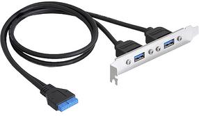Крепеж Delock Slot Bracket USB Panel, синий цв.