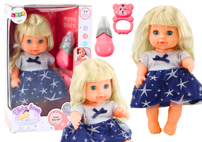 Кукла - новорожденная с аксессуарами Lean Toys Tutu Love, 28 см, синий цв.