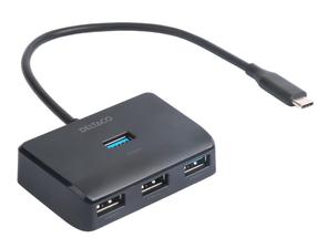 USB jaotur Deltaco USB Type-C, 4 x USB Type A, must v.