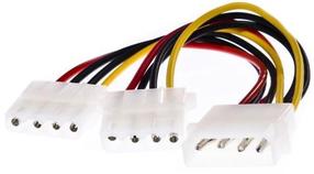 Centrmezgli Gembird CC-PSU-1 4 pin Molex male, 4 pin Molex female x 2, 0.15 m, melna krās.