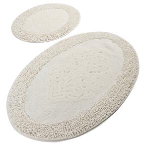 Vonios kilimėlių rinkinys Foutastic Piante Oval 359CHL1651, balta sp./smėlio sp., 100 cm x 60 cm