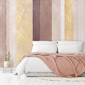 Fototapetas Artgeist Striped Pattern - Abstract Background In Stripes Of Different Colours With Gold Pattern, 140 cm x 200 cm