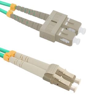 Vads Qoltec Fiber Optic Multimode LC/UPC to SC/UPC 50/125 OM4 LC/UPC, SC/UPC, 3 m, zaļa krās.
