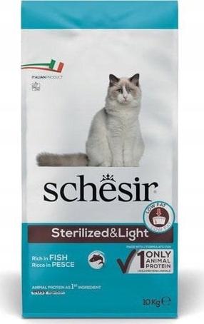 Sausā kaķu barība Schesir Sterilized & Light, zivs, 10 kg