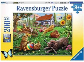 Пазл Ravensburger Cats-Dogs Playing 128280, 36 см x 49 см, 200 шт., многоцветный
