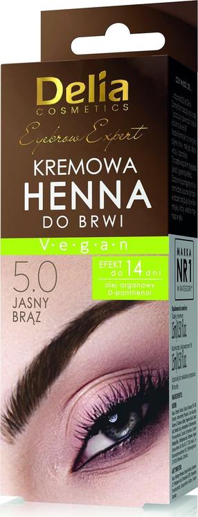 Uzacu tinte Delia Cosmetics Eyebrow Expert Henna in Cream, 15 ml, gaiši brūna krās. 5.0