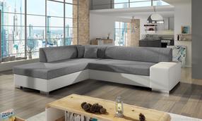Kampinė sofa Porto Sawana 21, Soft 17, balta sp./pilka sp., kairinė, 217 x 278 cm x 74 cm