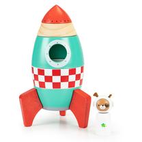 Lavinimo žaislas EcoToys Wooden Rocket, 27.5 cm, įvairių spalvų