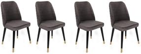 Набор стульев Kalune Design Hugo 361 V4 974NMB1591, матовый, антрацитовый цв./золотой цв./черный цв., 49 см x 50 см x 90 см, 4 шт.