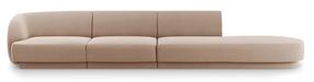 Sofa Micadoni Home Miley Velvet, šviesiai ruda sp., dešininė, 302 x 85 cm x 74 cm