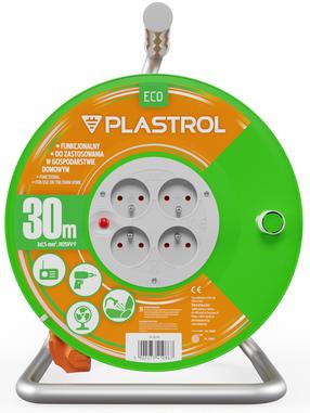 Ilgintuvas su rite Plastrol Standard Line H05VV-F, 3 x 1,5 mm², 30 m, IP44, 4 lizdų, žalia sp./oranžinė sp.