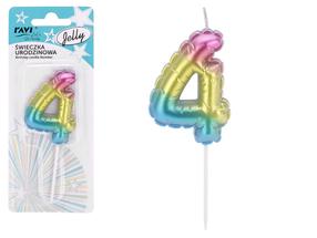 Gimtadienio žvakutė Ravi Jelly 4, įvairių spalvų, 16 cm