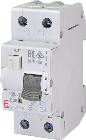 Srovės nuotėkio rėlė ETI KZS-2M, 2P, 25 A, 230 V, 30 mA
