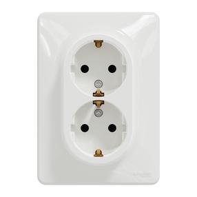 Dvivietis kištukinis lizdas Schneider Electric Sedna Design SDD311221, su įžeminimu, balta sp.