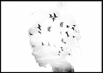 Paveikslas DecoKing Girl Silhouette Birds, 50 cm x 70 cm