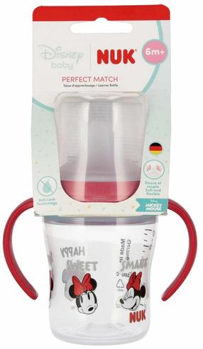 Vaikiška gertuvė Nuk Perfect Match Minnie Mouse, 150 ml, 6+ mėn., skaidri sp./raudona sp.