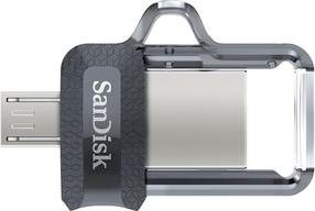 USB atmintinė SanDisk Ultra Dual M3.0, skaidri sp., 256 GB