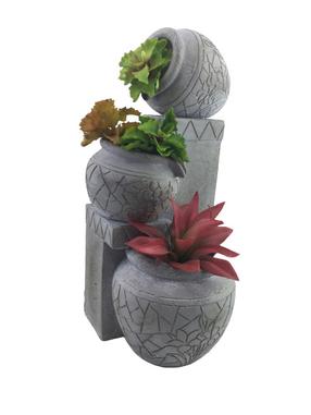 Dekoratīvais puķu pods, 27.3 cm x 26.5 cm x 53.5 cm, pelēka krās.