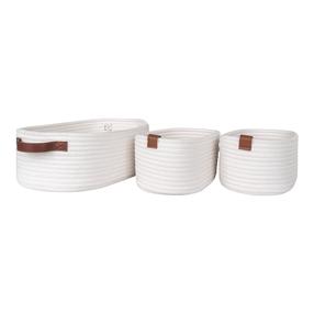 Krepšių rinkinys, daiktų saugojimo House Nordic Jarana, balta sp., 35 x 25 x 13 cm