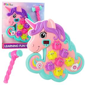 Interaktiivne mänguasi, ükssarvik Lean Toys Whac A Mole, 27.5 cm, roosa v./mitmevärviline
